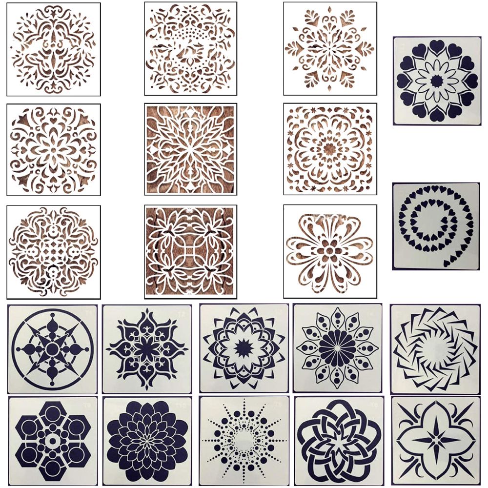 Large Mandala Stencils Reusable Mandala Rangoli Wall Stencil 16 x 16 Inch