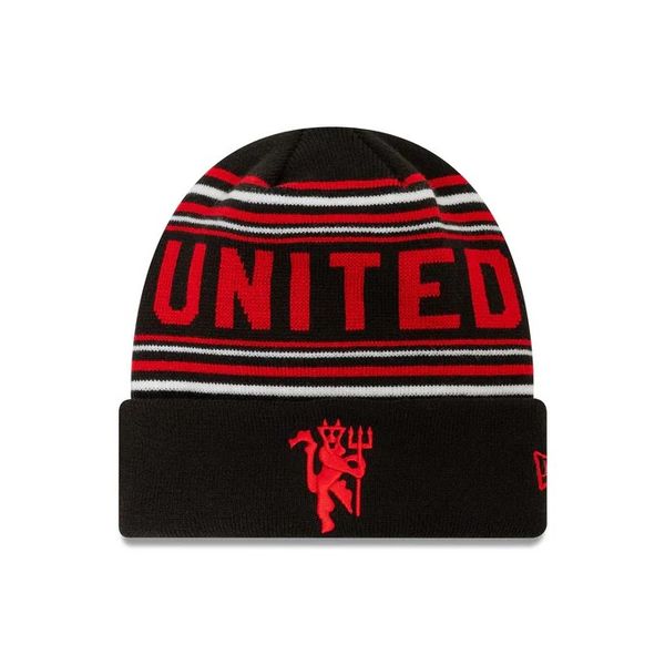 New Era Manchester United FC Stripe Black Cuff Knit Beanie