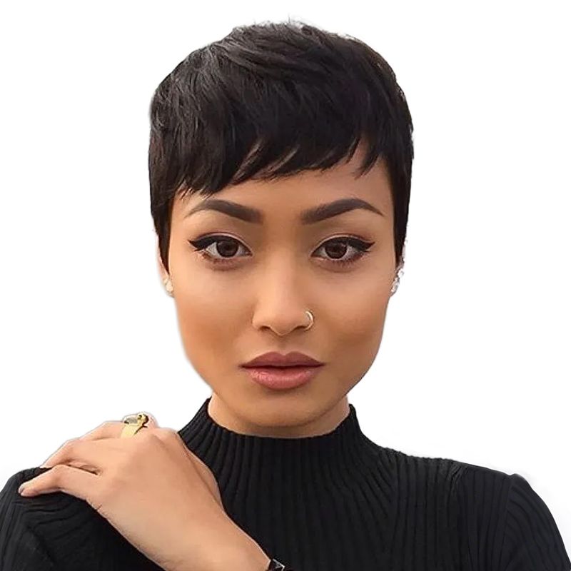 VSP Short Straight Pixie Cut Wig-Brazilian Hair Glueless Machine Made Wig