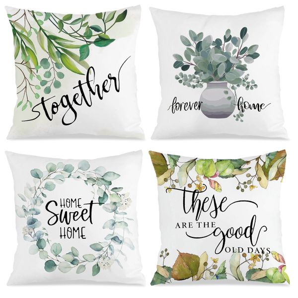 Set of 4 Flower Pattern Pillowcase, 45x45cm Decorative Cushion Cover