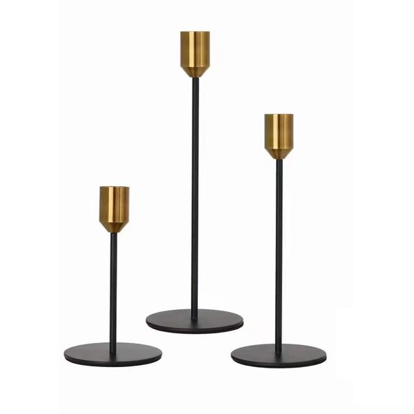 New Black Gold Candlestick Holders, Modern Candle Holder - Set of 3