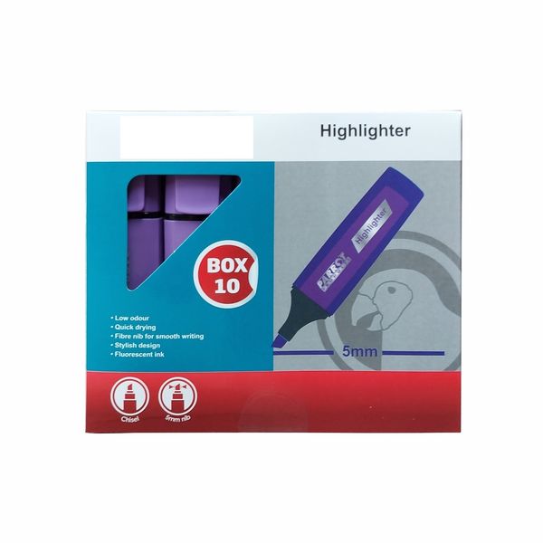 Highlighter Marker Box (10 Markers - Purple) Pack of 2