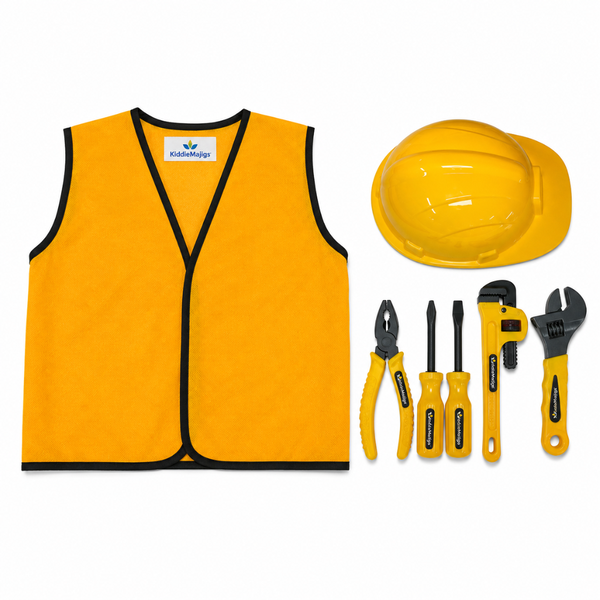 Construction Vest &amp; Tools Dress-Up Set for Kids Age 3-6