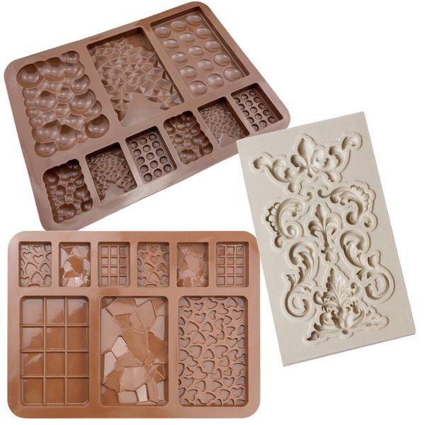 Kitchen Multifunctional Silicone Chocolate Slab And Border Moulds - Set of 3
