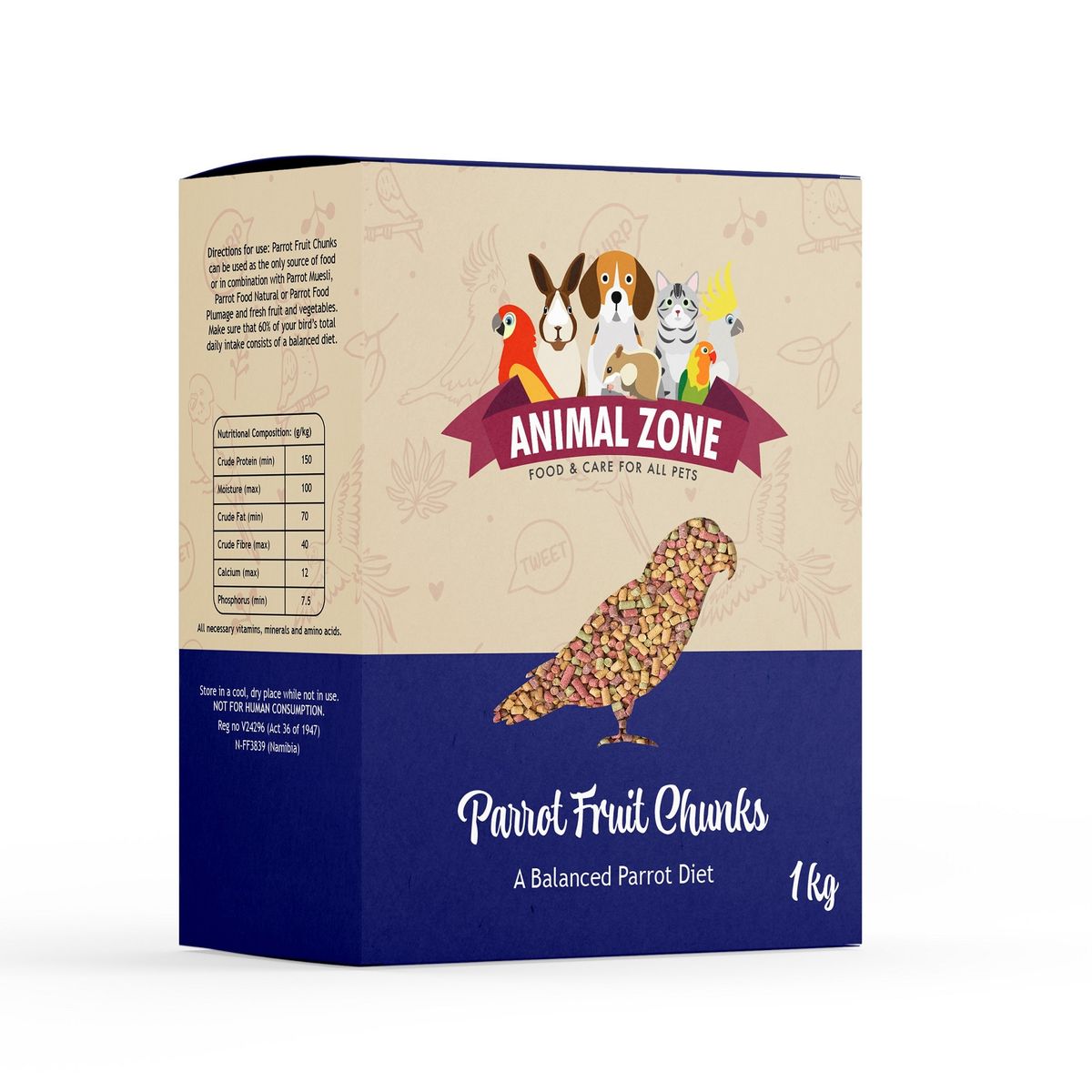 Animal Zone Parrot Food Fruit Chunks 1kg Shop Today. Get it