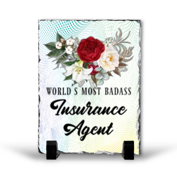 World's Most Badass Insurance Agent Gift Rock Slate