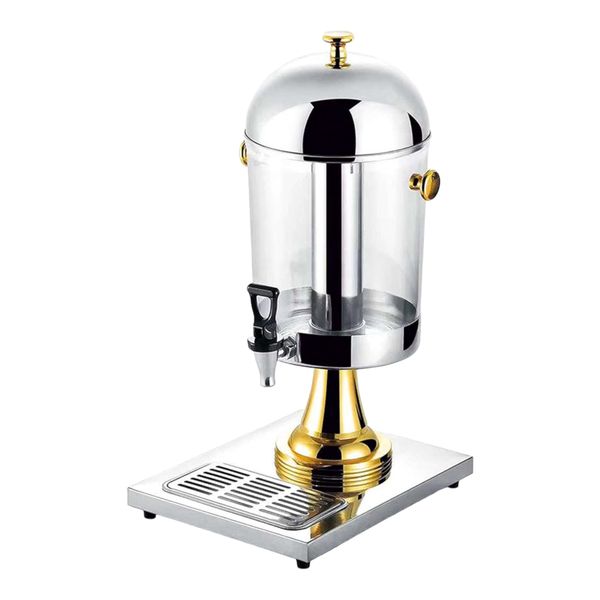 Beverage Dispenser 8lt Polycarbonate with Stand &amp; Lid Gold stand &amp; Knobs