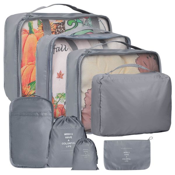 8 Set Packing Cubes for Suitcases, Travel Organizer, Shoe Etc for Women Men
