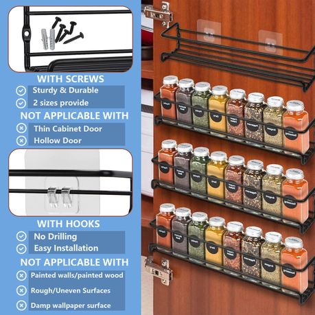 Kitchen Holder Spice Organizer Rack Wall Mounted 4 Piece Set Black Shop Today. Get it Tomorrow takealot