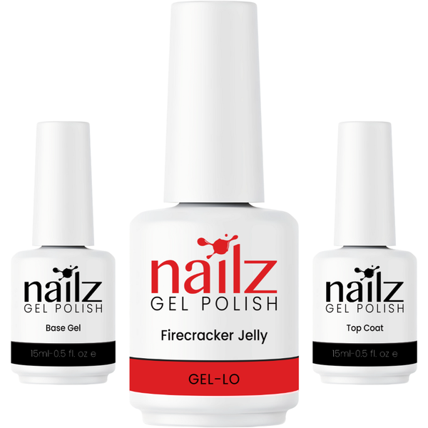 Nailz Gel Polish 15ml Gel-Lo - Firecracker Jelly + Base Gel + Top Coat