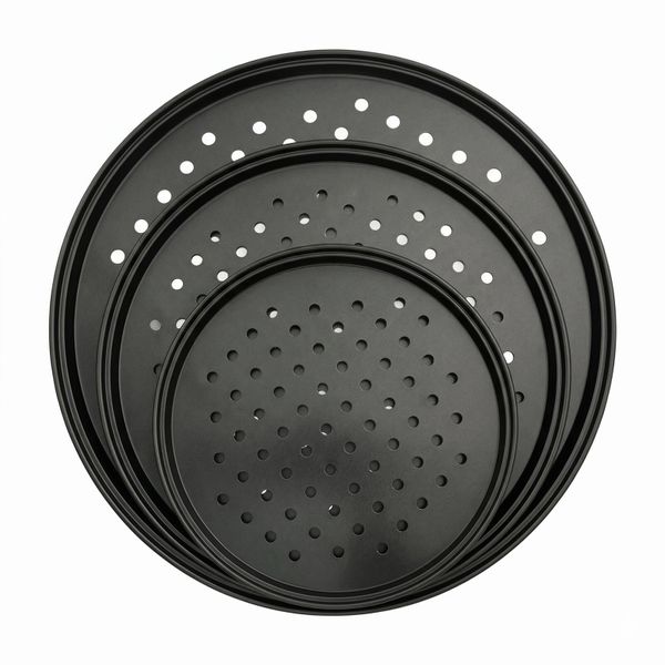 3 Piece Pizza Pan Set with Holes Non Stick Steel