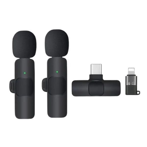 2 Pack Wireless Lavalier Microphone COMPATIBLE With IOS iPad and Android
