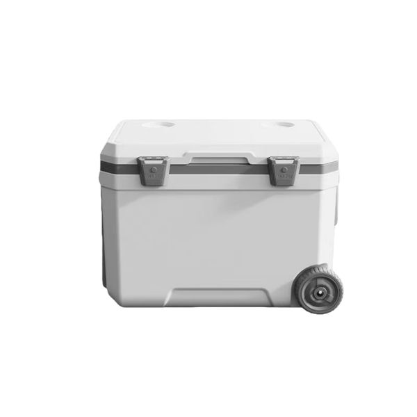 Outdoor Trolley Insulated Cooler Box with Wheels 45L - White