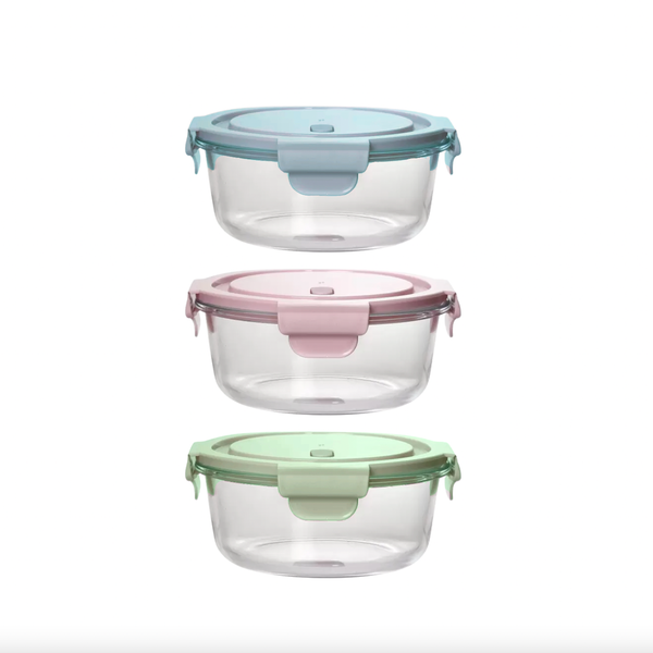 HS-660ml Leak-Proof Glass Round Food Containers