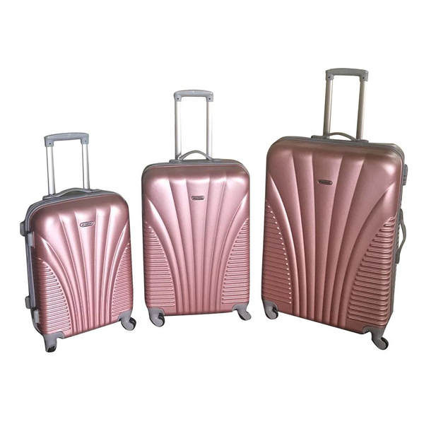 Blue Star 3-Piece ABS Luggage Set-Rose Gold, Spinner Wheels &amp; Built-in Lock