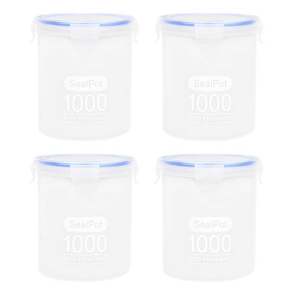 Airtight Food Storage Container - Transparent - 1L - 4 Pack