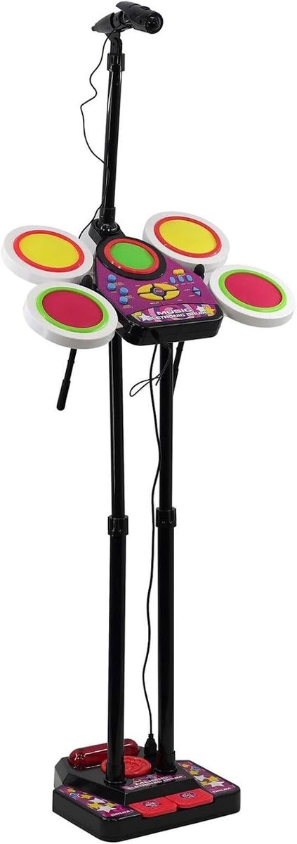 Junior Drum Electric Beat Set with Pedals, Microphone & Stand