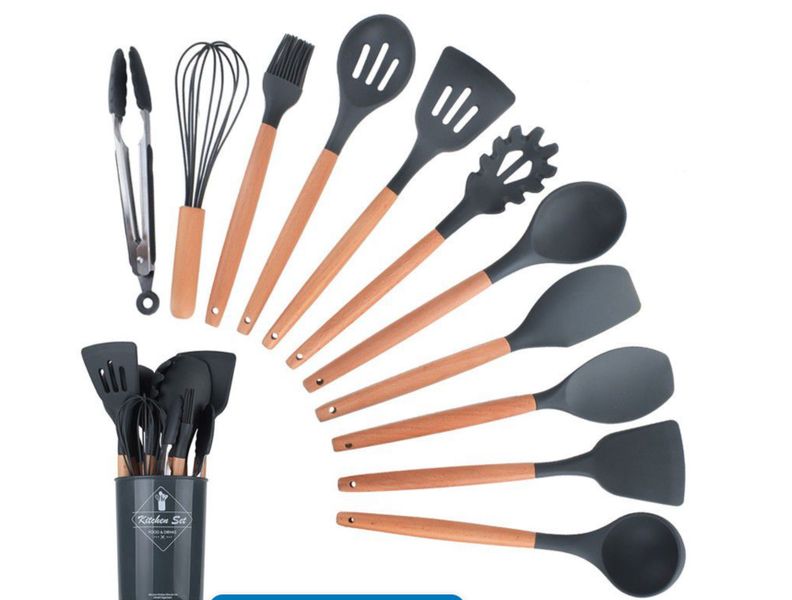 Kitchen Utensil Set - Grey/Black - 11 Piece