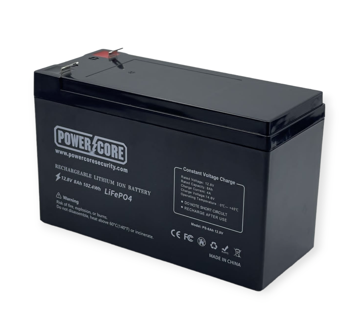 12.8V 8Amp LiFePO4 102.4Wh Lithium-ion Battery For Gate Motor or Alarm ...