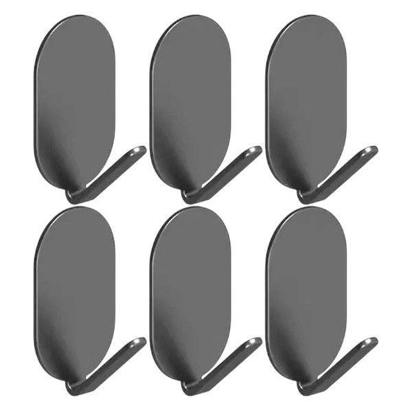 5 Piece - No-Drill Stainless Steel Wall Hooks - Dark Grey