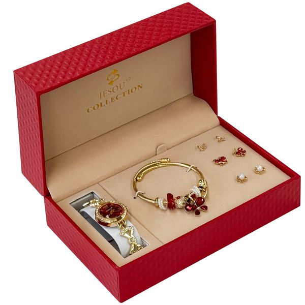 5pcs Jewelry Set Boxed Luxury Gift Set with Bracelet Earrings Matching Set