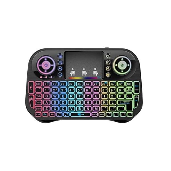 Mini Keyboard Smart TV Keyboard, 2.4 GHz USB Wireless Keyboard with RGB LED