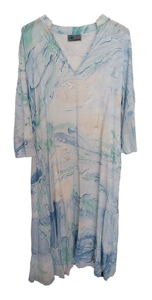 Ub Creative Long Marble Print Tunic Dress Green image