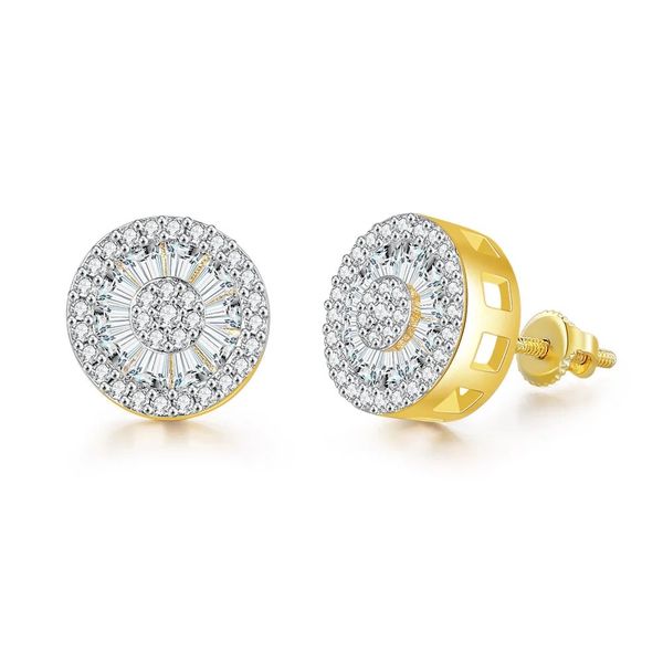 Luxury Gold Steampunk Baguette Stud Earrings for Men
