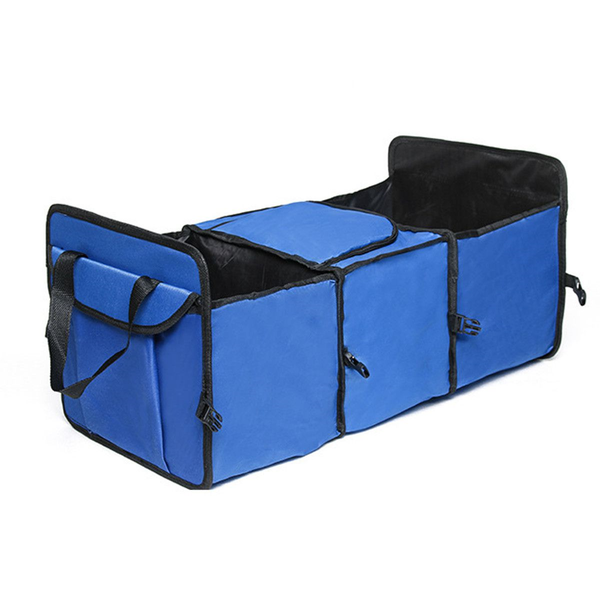 Trunk Organizer With Insulated Compartment Bag For Vehicle - Blue