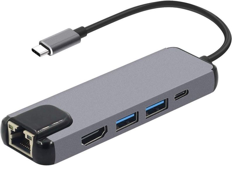 5 in 1 USB Type C Hub HDMI Hub to Gigabit Ethernet Rj45 Lan Adapter PB