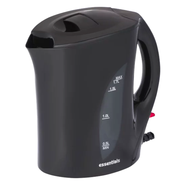 Essentials Black Corded Auto Kettle 1.7L Fast-boiling 2200W SA Plug