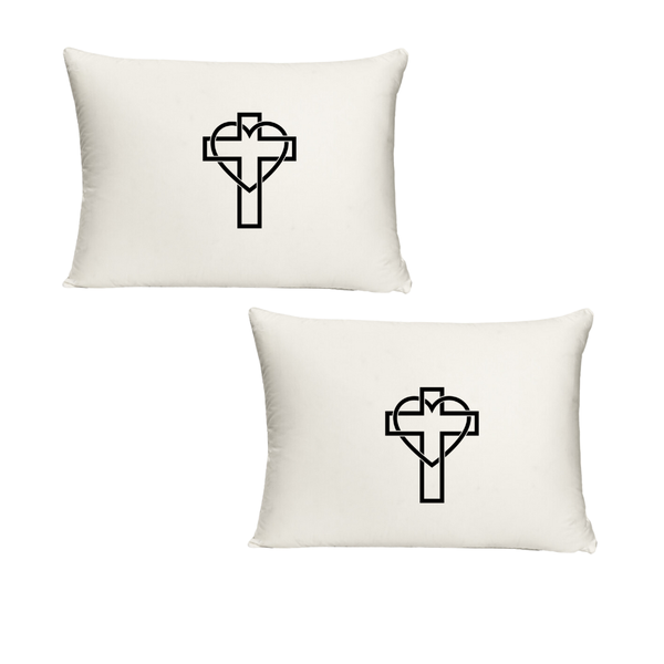 BG - Cross and Heart Twin Standard Pillow Cases