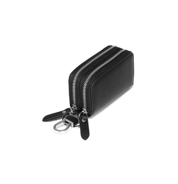Car Key Case Leather 2 Sides Pocket Zipper Car Key Fob Holder