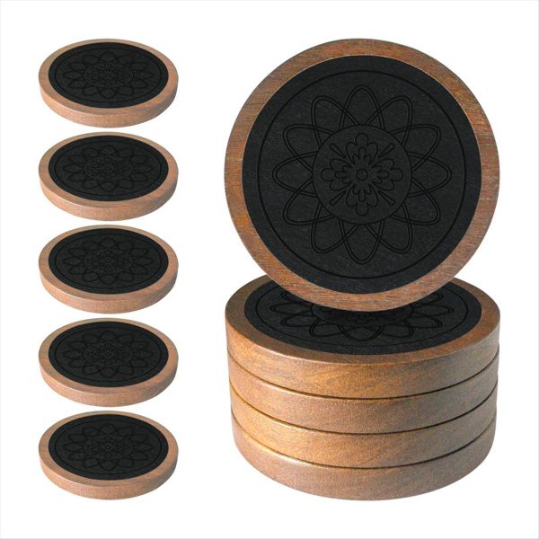Wood Coasters for Drinks, Absorbent Coaster Sets of 5, Drinks Coasters for