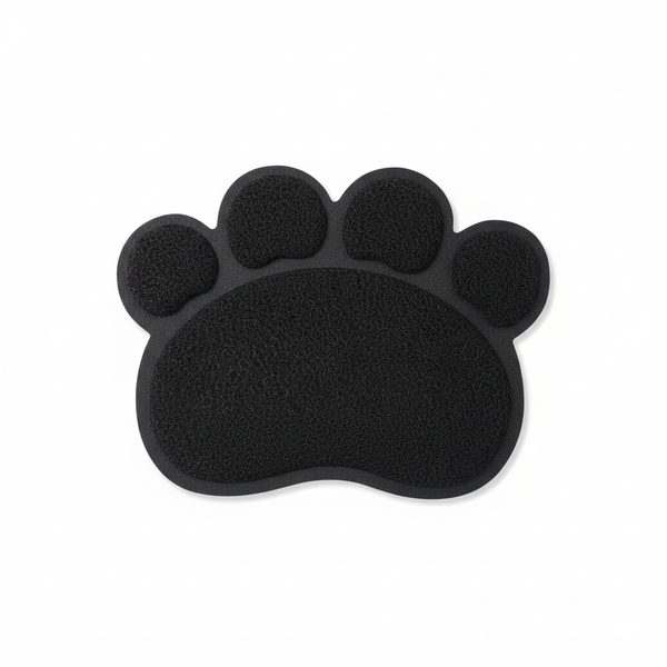 Black Premium Pet Paw Mat - Cat/Dog Litter/Food Catcher, Easy Clean Design