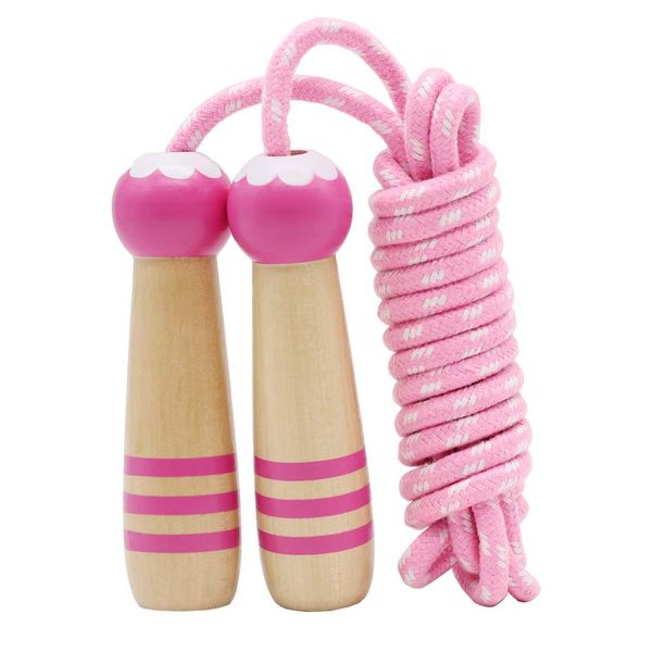 Kids Cotton Jump Rope, 7.8ft Adjustable Skipping Rope with Wooden Handle