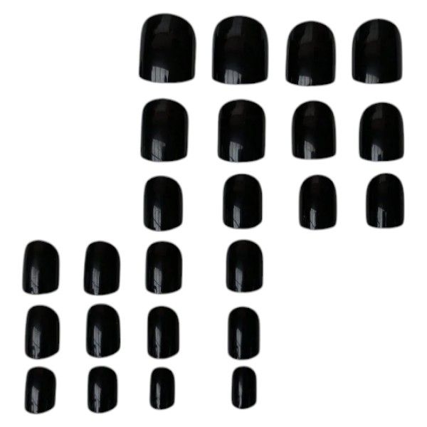 24 Piece - Square Shape Press On Nails With Gloss Finish - Black