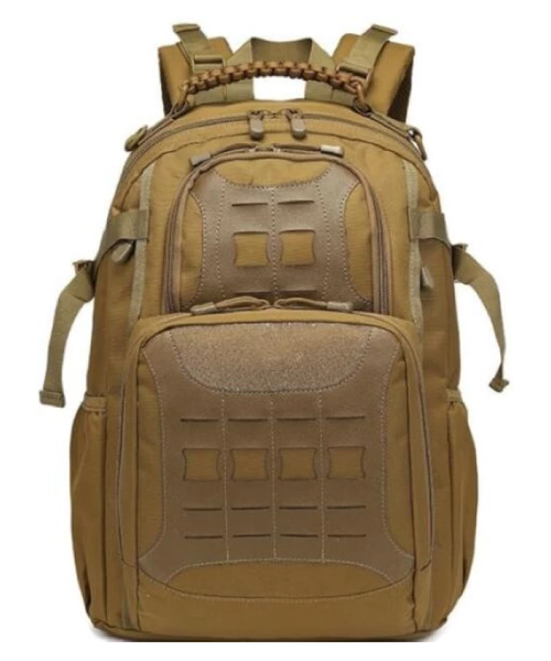 Tactical Military-Style Backpack - Heavy-Duty Outdoor Rucksack (Khaki)