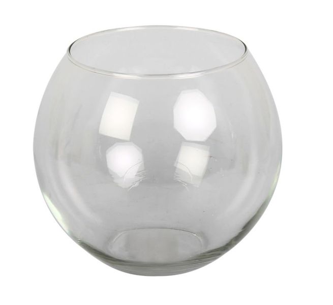 Vase - Glass - Home Decor - Florist Ball - Clear - 14.5cm x 17.5cm