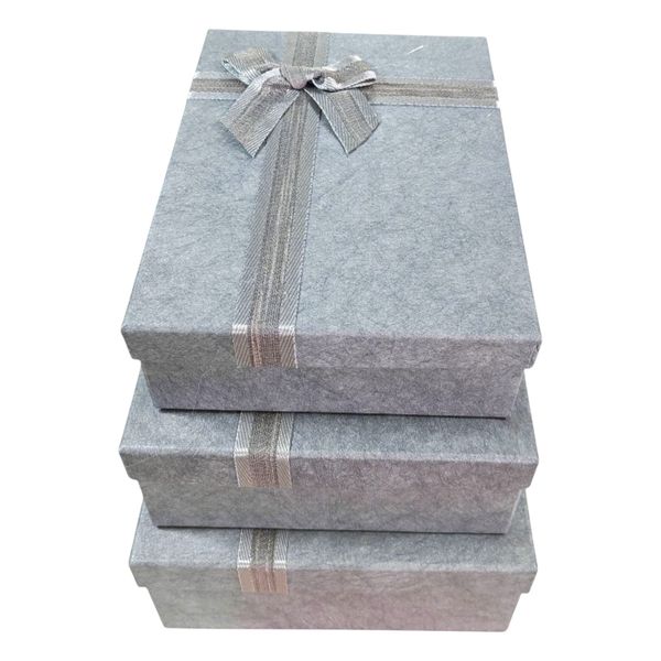 Pack of 3 - Rectangular Gift Boxes with Ribbon Birthday Gift Packaging Brow