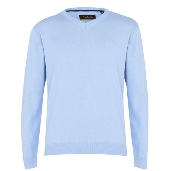 Pierre Cardin Mens V Neck Knit Jumper - Sky [Parallel Import]