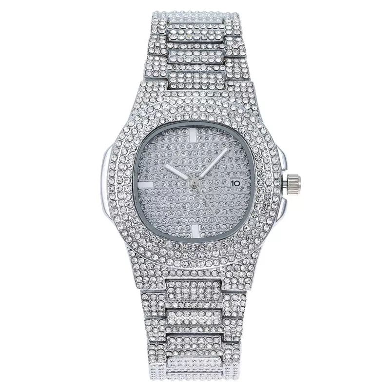 Mens silver iced out on sale watch