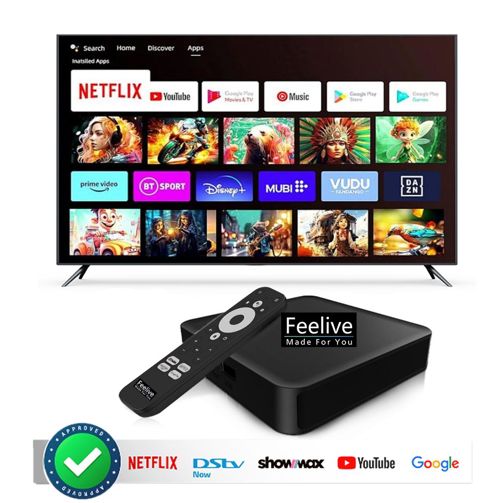 Feelive Google and Netflix certified Android TV Box 4K HDR+