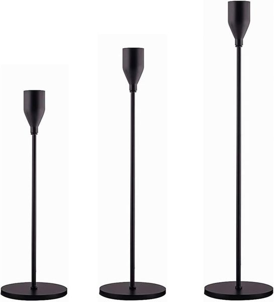 3 Pcs Candle Holder Set for Wedding Party (Gold Black Silver)