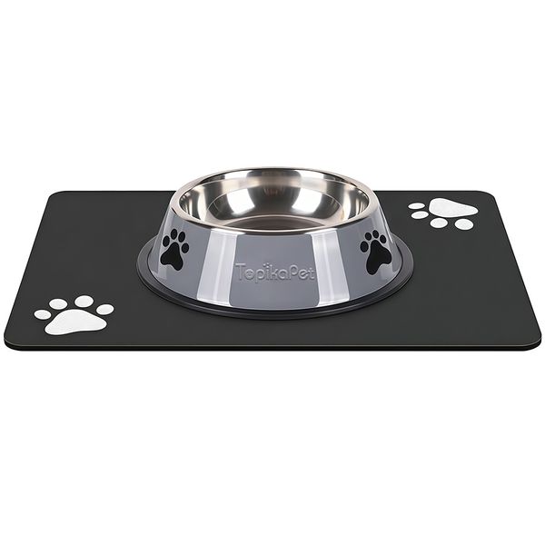 Topika Dog Food Mat with Bowl, Absorbent Dog Mat for Food and Water
