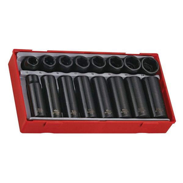 TengTools - 1/2" Drive Impact Socket Tray, 16 Piece - TT9116N