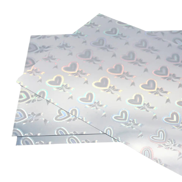 PET Self-adhesive Waterproof Printable Vinyl A4 (5 sheets) - Holo HeartBow