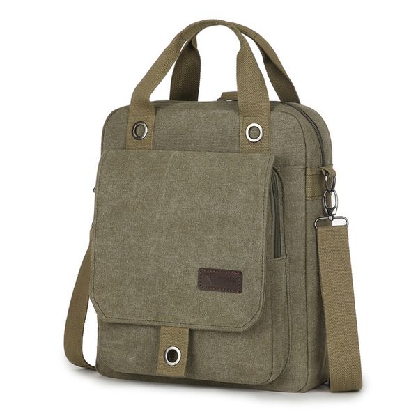 Canvas Material Pure Colour Message Bag-army green