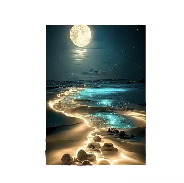 Moon Seascape Canvas Painting Posters, Prints Wall Art Frameless Painting