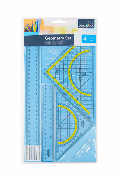 Geometry Set - Transparent Rulers &amp; Protractors, (4-Piece Set)-3 x sets
